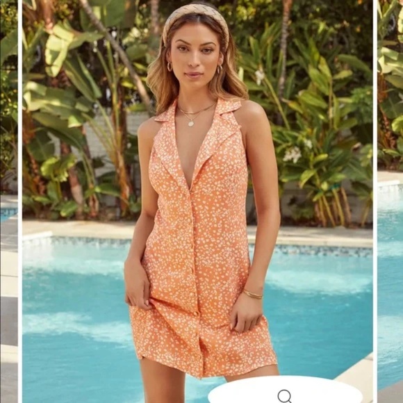 Vici Marcy Printed Button Down Halter Dress - Picture 1 of 5